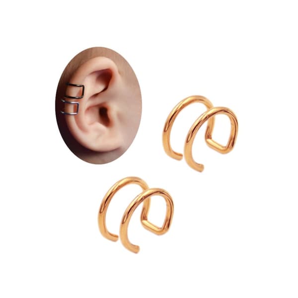 2-pack Rose Gold Fake Piercing Earring Ear Cuff without Hole