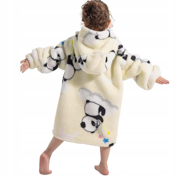 Tæppe Bluse Oversize Tæppebluse Børn 2-i-1 Panda Koala Lang Pyjamas Lille Tæppe