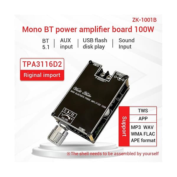 -1001b 100w Mono Bt Audio Effektforstærker Modul Tws True Wireless
