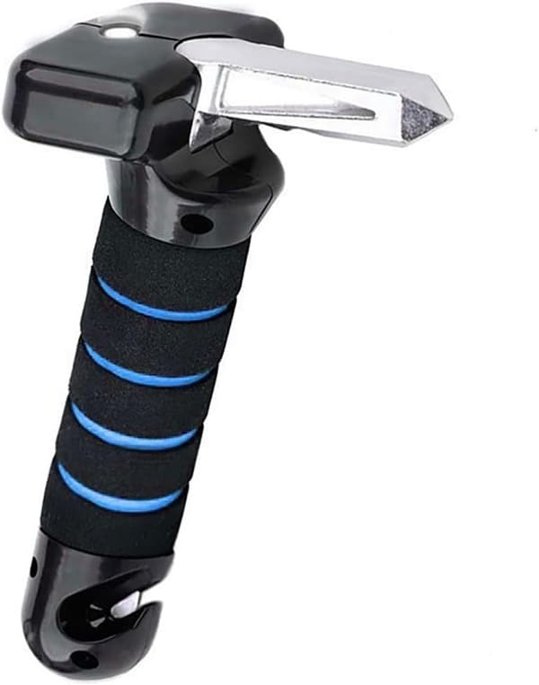 Car Entry and Exit Aid - Multifunctional Handle with Emergency Hammer & Seatbelt Cutter - Blue/Black