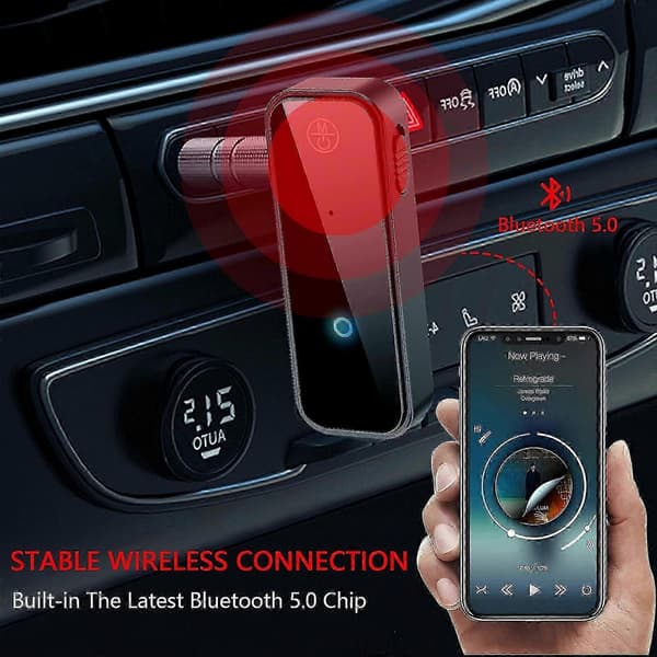 Bluetooth-mottaker, Bluetooth-adapter for bil, 5.0 Bluetooth-sender, bærbar trådløs 3,5 mm Aux Bluetooth-adapter 2024THO