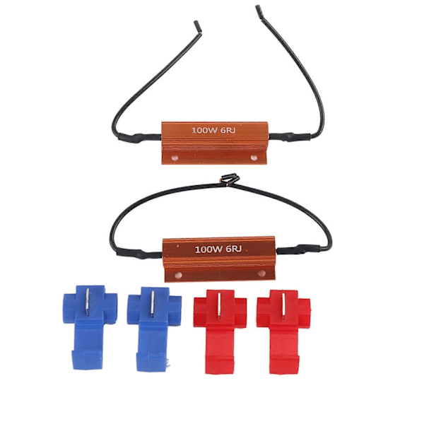 2 stk. 100W6RJ Kortslutningsbelastningsmodstand LED Blinklys Dekodningsmodstand til Instrument Tågelygte