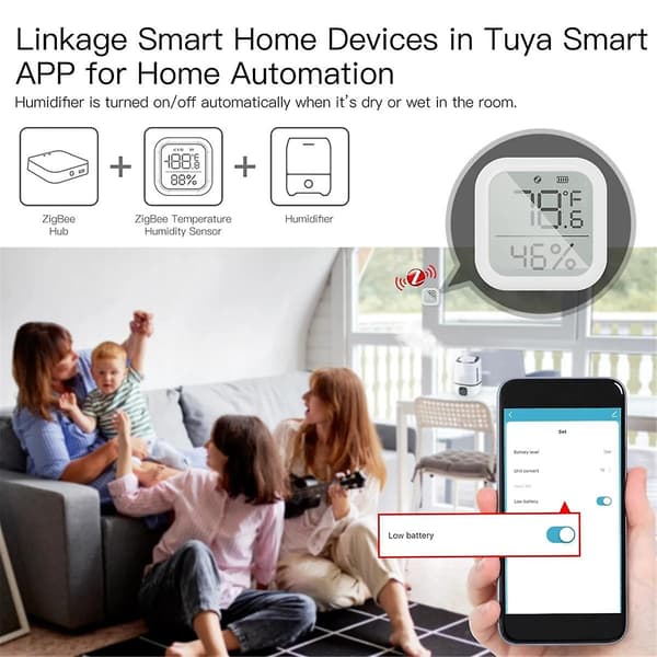 Graffiti Zigbee Smart Hjem Sensor Digital Display App Fjernkontroll Kvadratisk Temperatur Og Fuktighet