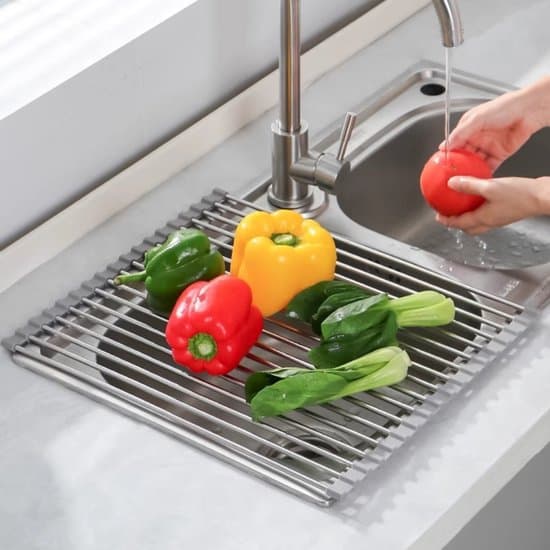 Foldable Dish Drying Rack for Sink - Removable Multifunctional Kitchen Counter Mat - 47x30 cm