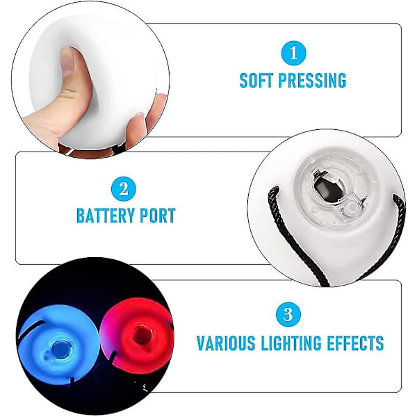 Led Poi-bolde, Sæt af 2 Led Poi-jongleringsbolde med Regnbuefarver og Strobe-effekt, Led Glow Poi-sæt til Begyndere og Professionelle