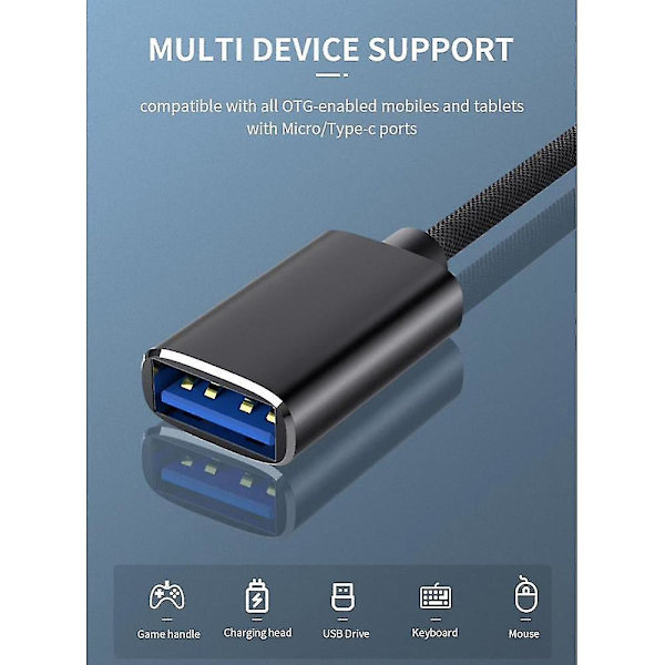 2 i 1 USB 3.0 OTG Adapterkabel Type-C - USB til USB 3.0 Interfacekonverter til mobilopladning
