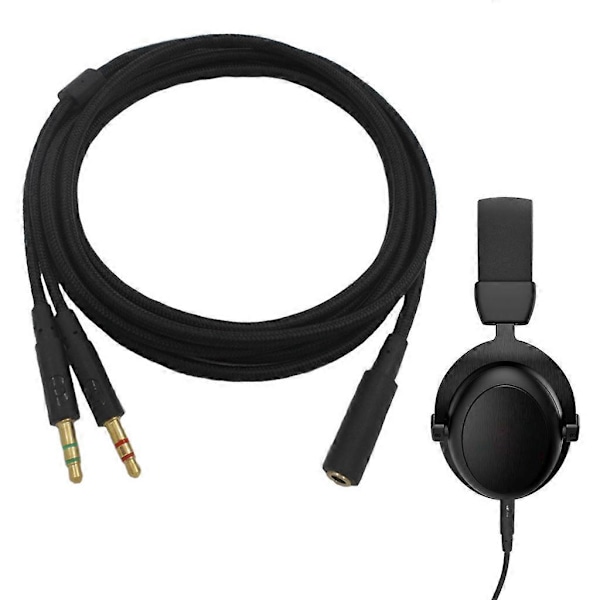Ersättnings 3.5mm 2 i 1 Gaming Headset Ljudförlängningskabel För HyperX Cloud II/för Alpha/Cloud Flight Hörlurar För Dator