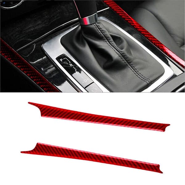 Rød Karbonfiber Girskift Sidepanel Deksel Trim for - W204 2007-13