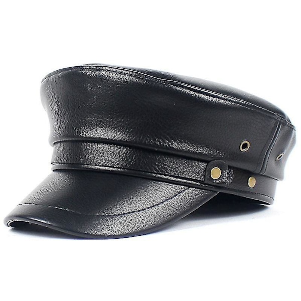 Svarta Pu Militärhattar Vintage Arméhatt/Läderberet