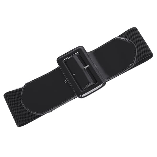 Stretchbelte for kvinner, bredt elastisk belte, svart + gul