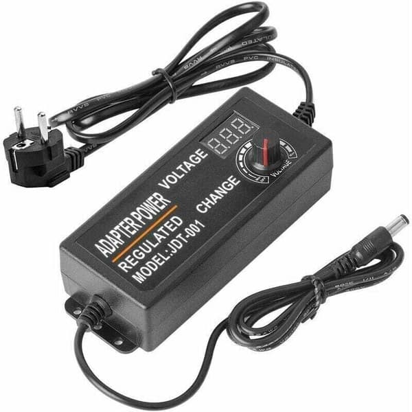 Justerbar Belysningstransformator DC3-12V 5A 60W med Bryteradapter - For AC100V-240V LED-stripe