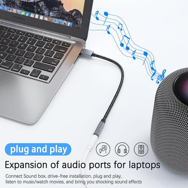 USB-A til 3,5 mm Jack Audio Adapter 2024THO