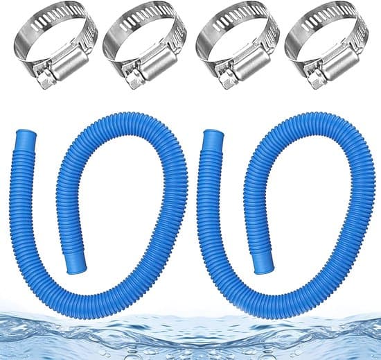 Poolslang - 32 mm, 2 stycken, 150 cm, med 4 metallklämmor, för ovanmarkspool