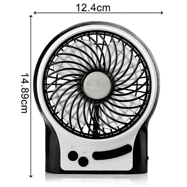 3-nopeuksinen mini pöytätuuletin, ladattava akkukäyttöinen tuuletin LED-valolla ja 1800 mAh akulla, kannettava USB-tuuletin hiljainen kotiin, toimistoon, matkalle, retkeilyyn