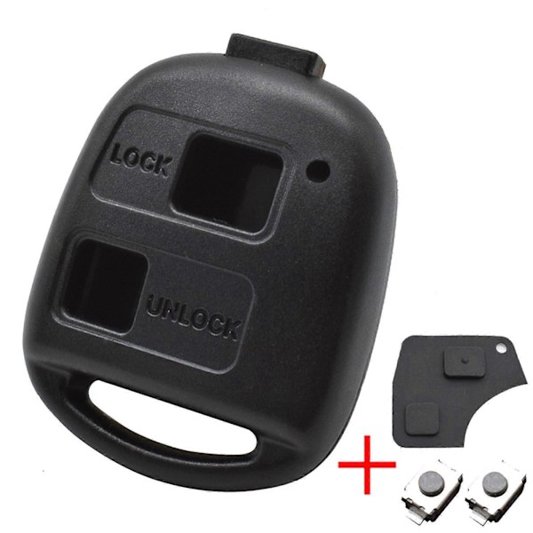 2 Knapp Nøkkelhus Pad Brytere Fob Etui For Toyota RAV4 Yaris Prado Corolla Land Cruiser Previa Echo Tarago Alphard Pixis Rush
