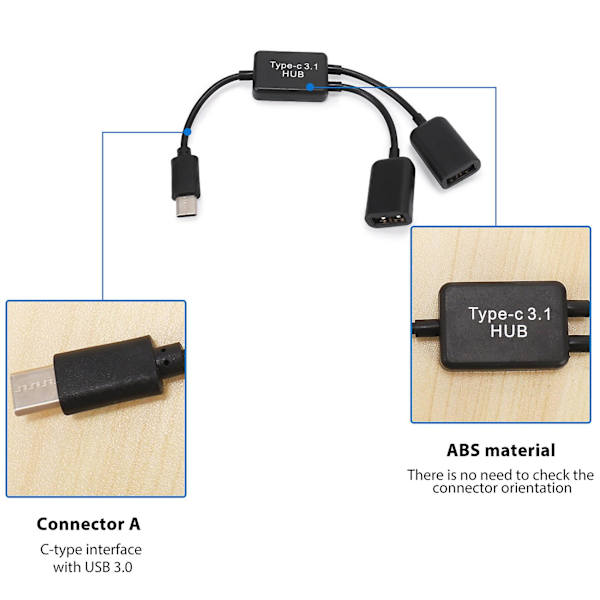 Typ C Otg Usb 3.1 Hane till Dubbel 2.0 Hona Otg Laddning 2 Port Hub Kabel Y Splitter