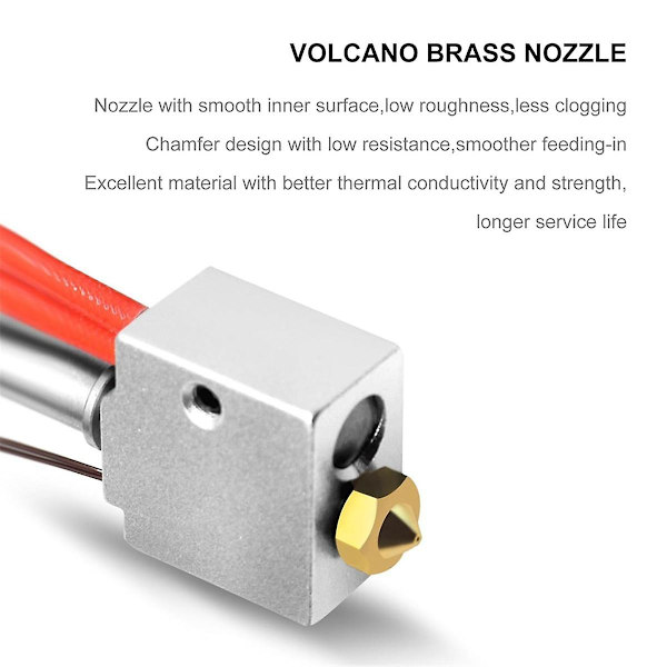 2 Hotend V5 J-Head 3D-skrivar Extruderdel Monterad med Volcano Munstycken för 2 Plus/Max/Pro