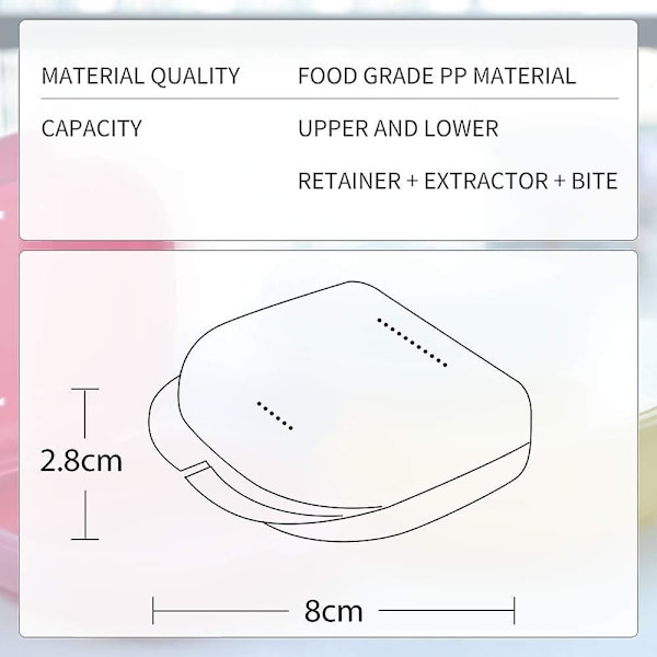 2-pack behållare för tandställning, behållare för tandställning, behållare för delproteser, behållare för proteser (rosa+vit)