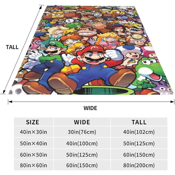 Mario Tæpper til Piger Mario Gaver til Piger Sødt Tegneserie Mario Kast Blødt Fuzzy Tæppe til Sofa, Senge