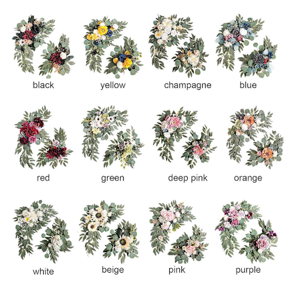 Kunstige Bryllupsbue Blomster Swag Kit Skilt Løvsal Blomsterarrangement Til Ceremoni Og Reception Baggrundsdekoration - FARVE: Champagne