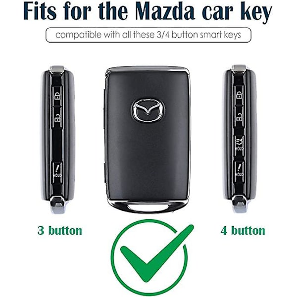 Fjärrnyckelskydd i blank TPU, passar till 3 4 knappar på sidan 2019 2020 Mazda CX-30 CX-5 Mazda 3 6 Biltillbehör