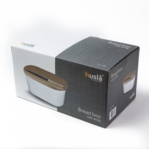 HUSLA BREAD BOX WITH CUTTING BOARD AND KNIFE 73940