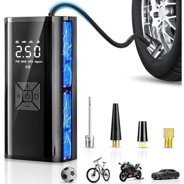 Trådløs dekkoppblåser - Medium - 6000mAh batteri - Automatisk avslåing - Innebygd LED