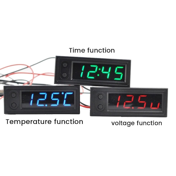 Bilklocka Universal Digital Klocka Datum 3 I 1 LCD-Skärm Elektronisk Temperatur Nattlys Trim Grön