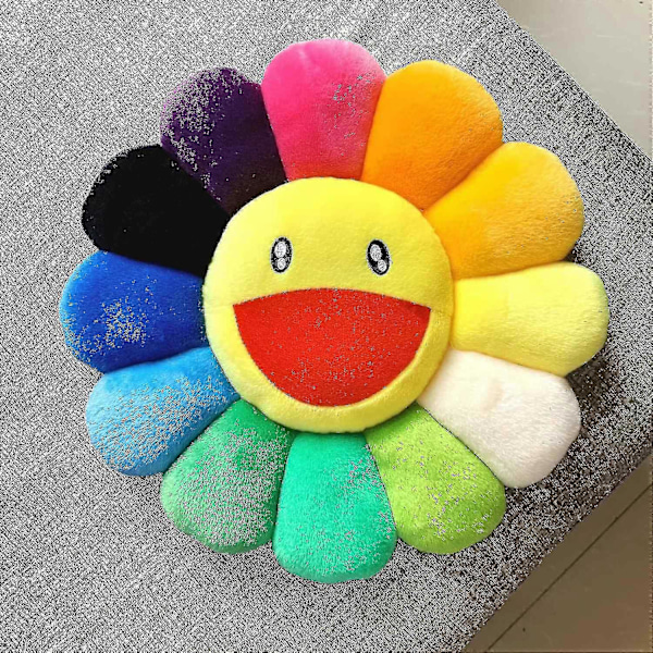 (Värikäs Keltainen) 40cm Rainbow Flower Pillow Plush Colorful Stuffed