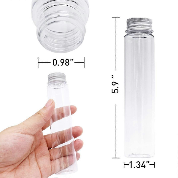 24 st 110 ml Provrör, Transparenta Plastprovrör med Lock, Platta Bottnar för Badsalt, Godis, Gumballs