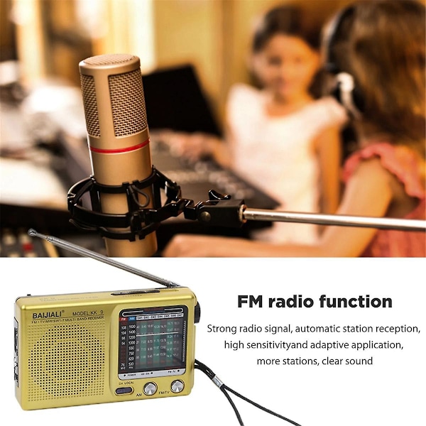 Fullbands Radio Bärbar Vintage Radio Bekväm Multifunktion Väder Mini Verktygsradio