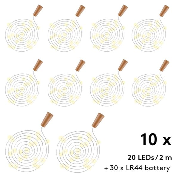 10x lyslenke til flasker med 20 LED