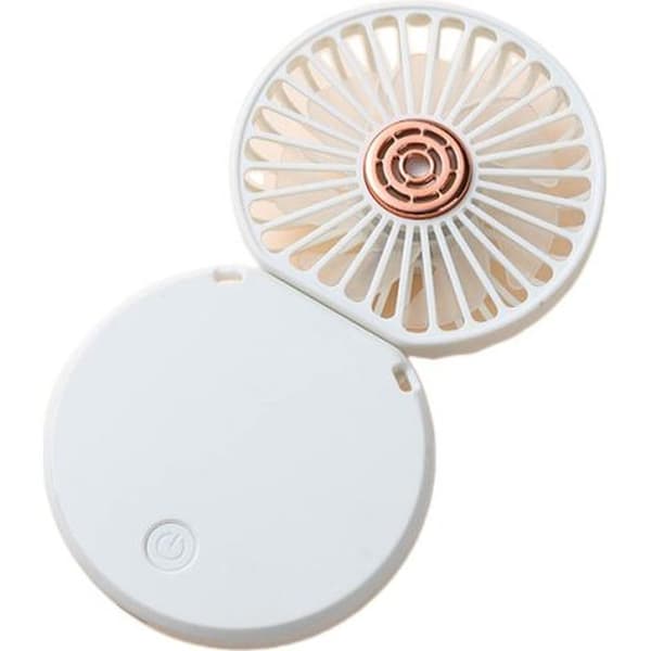 Mini bærbar ventilator genopladelig via USB. Kompakt og foldbar bordventilator med 3 hastigheder. (Hvid)