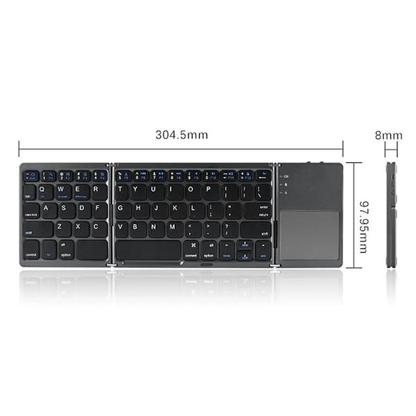 Bluetooth Tastatur Foldbar Trådløs Tastatur Touchpad til IOS/Android/Windows Tablet Mobiltelefon Nøgle