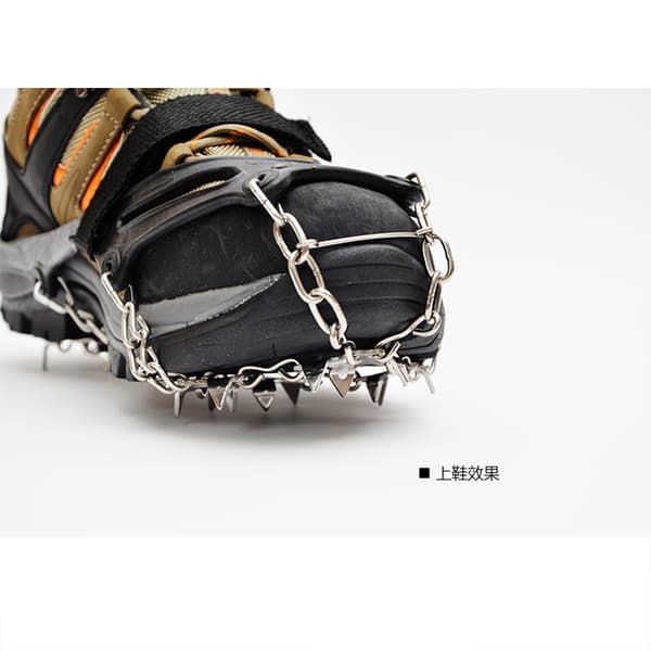 Non-slip Ice Crampons - Black Rubber [White Teeth] One Size (Fits 36-44) Black
