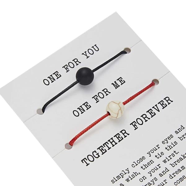 2-pack Pararmband Rep med Stenpärla Armband för Par