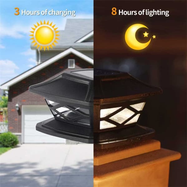 2-Pack Solar Lamp for Posts and Pillars – LED Garden Light Black