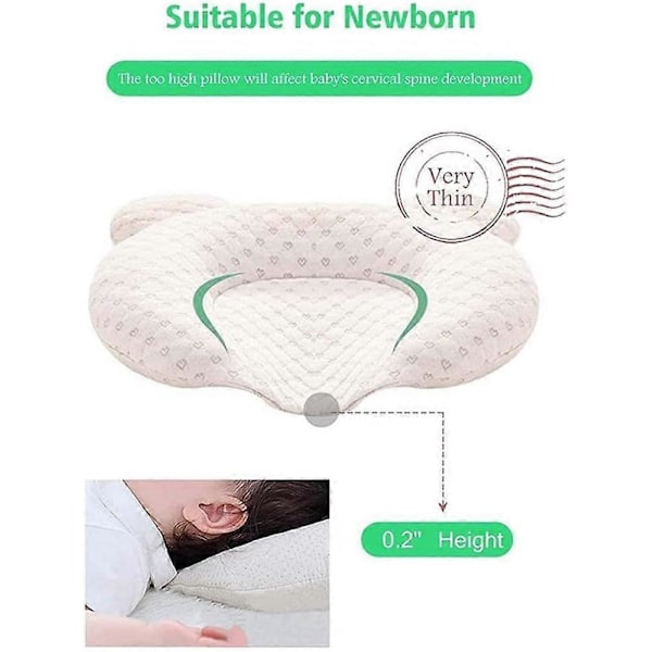 Baby Hodeformingspute, Nyfødt Barnerompute, Baby Hodestøtte Sovepute, 3d Memory Foam Hode Nakkepute for Bilsete Barnevogn
