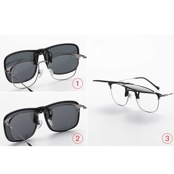 Sammenleggbare solbriller Clip-On Sølv Speilglass