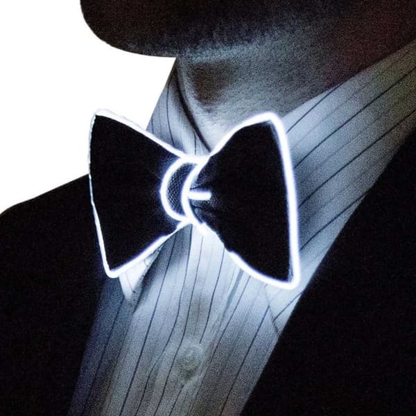 Hvit Lysende LED Sløyfe for Fest Party Nyttår Bow Tie