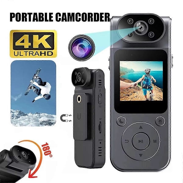 1080P Kannettava Digitaalikamera Kääntyvällä Objektiivilla Urheilukamera Ääninauhuri Bodycam Toimittajille ja Seikkailijoille, A