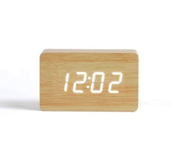 Digital klokke, etui med ekte bambus 100 * 70 * 40mm--