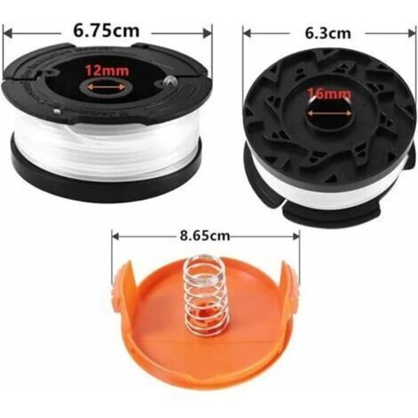 Trimmertilbehør, SR Trimmer Line Spool til Black & Decker Trimmere, 8 Trimmer Line Spools med 2 Spool Covers og 2 Fjedre, Spools A6481 A6485 Co