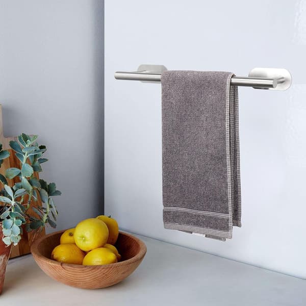 Selvklebende håndkleholder i rustfritt stål, 40 x 8 x 4,5 cm (sølv)