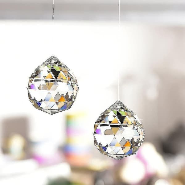 Klar glas kristallkula prisma hänge solfångare 40mm 2-pack