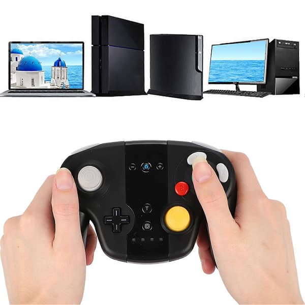 Trådløs Bluetooth Game Controller NFC Bevægelsessensor Dual Motor Gamepad Grip til Switch (Sort farveæske)