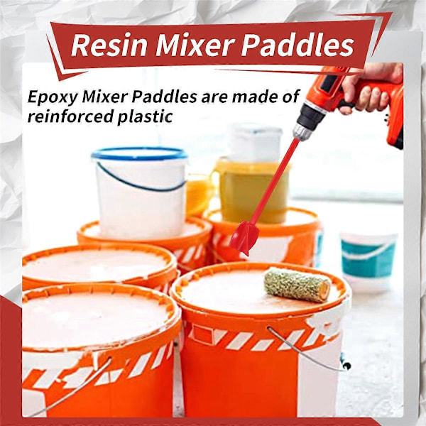 Resin Mikser Padler, Epoxy Mikser Feste for Drill, Gjenbrukbar Maling Rører Drill Feste (2 stk)