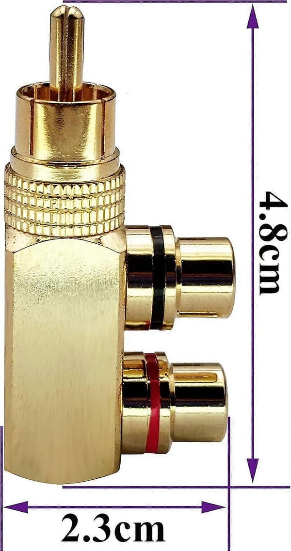 Guldbelagte Konnektorer Rca Splitter, Vinkeldesign til Multi-enhedsforbindelse