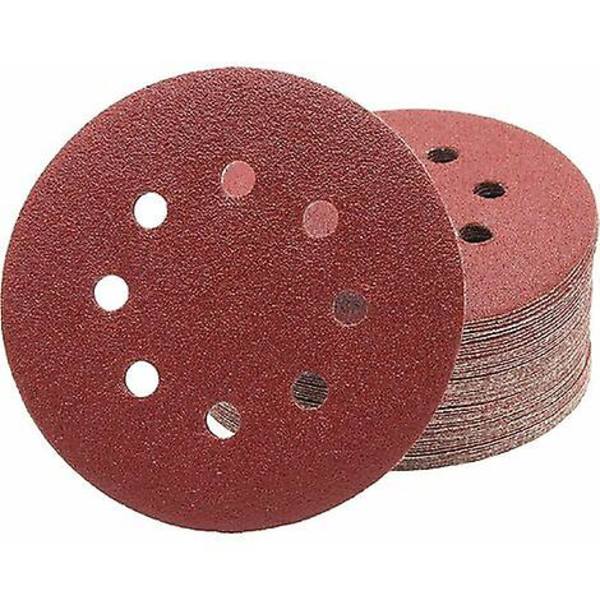 Professionelle slibeskiver 50 stk. 8 huller 125 mm korn 100 til excenterslibere sandpapir slibepuder