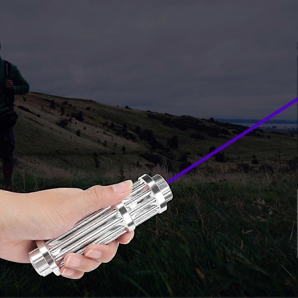 Bärbar Laserficklampa Högeffekts LED-ficklampa för Camping Nödsituationer Utomhus Lila